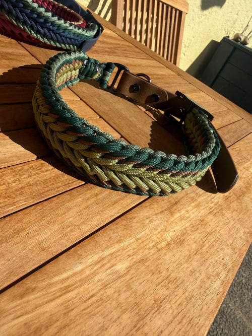Handmade Rustic Paracord Collar - Camouflage