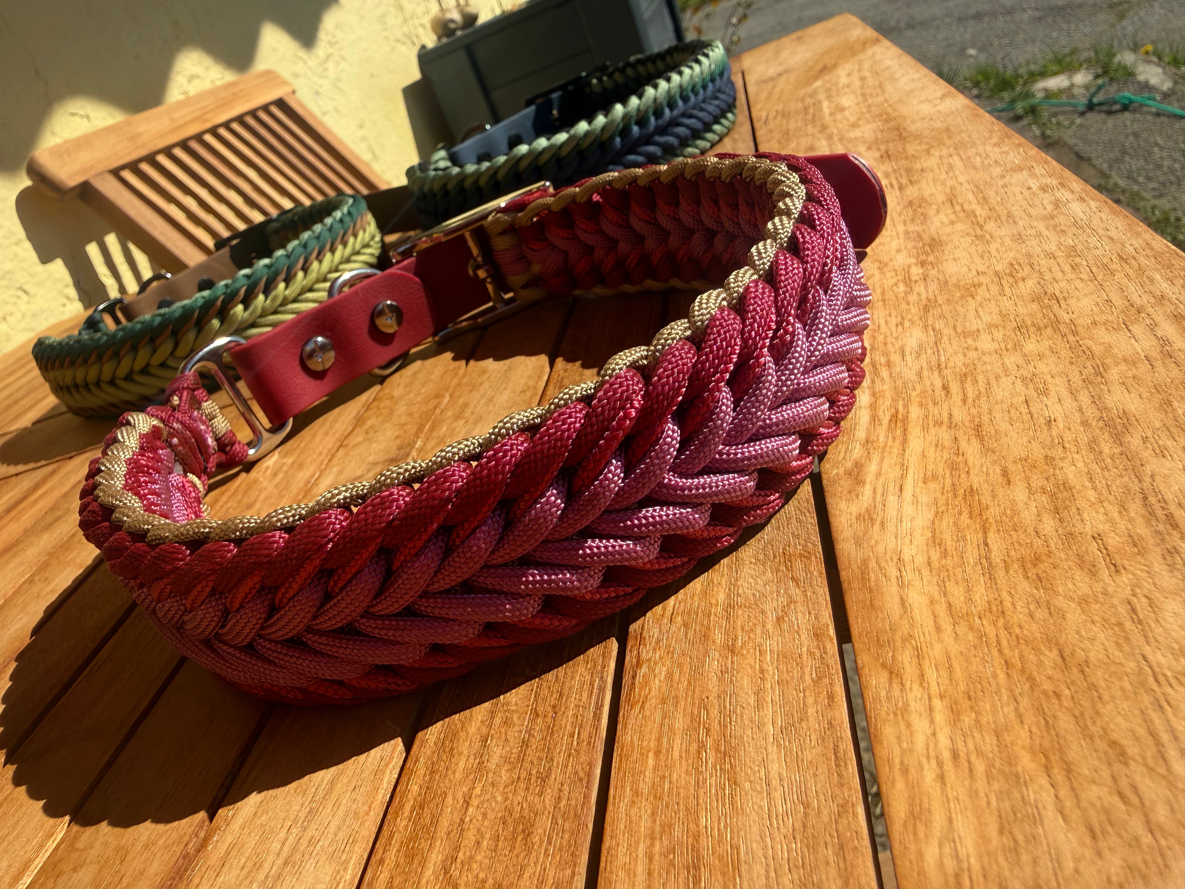 Handmade Rustic Paracord Collar - Very Berry